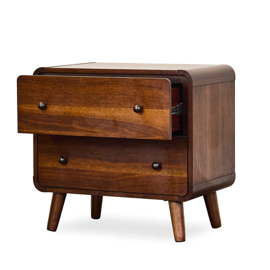 Walnut Nightstands w/Rounded Corner