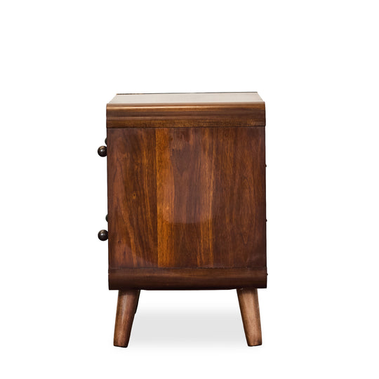 Walnut Nightstands w/Rounded Corner