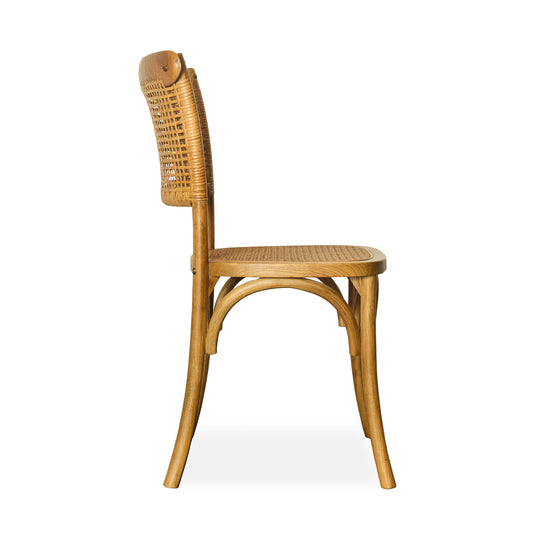 Rattan and Bent Wood Dining Chairs
