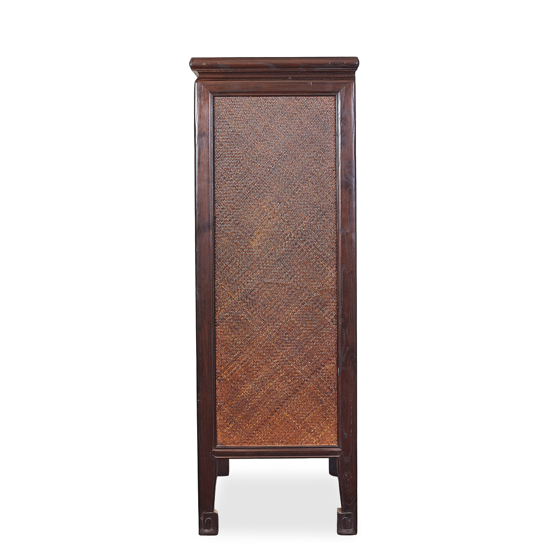 Rattan Detailed Mahogany Dresser