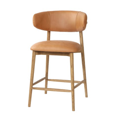 Tan top-grain leather, angled view with solid ash legs — What&