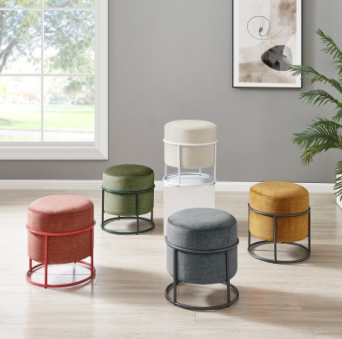Ophelia Velvet Round Ottoman