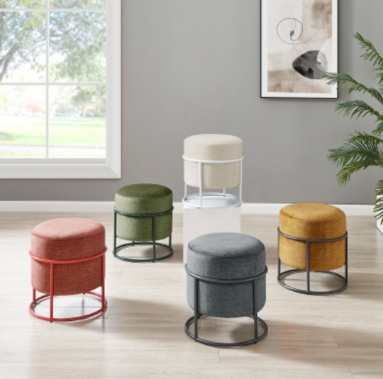 Ophelia Velvet Round Ottoman