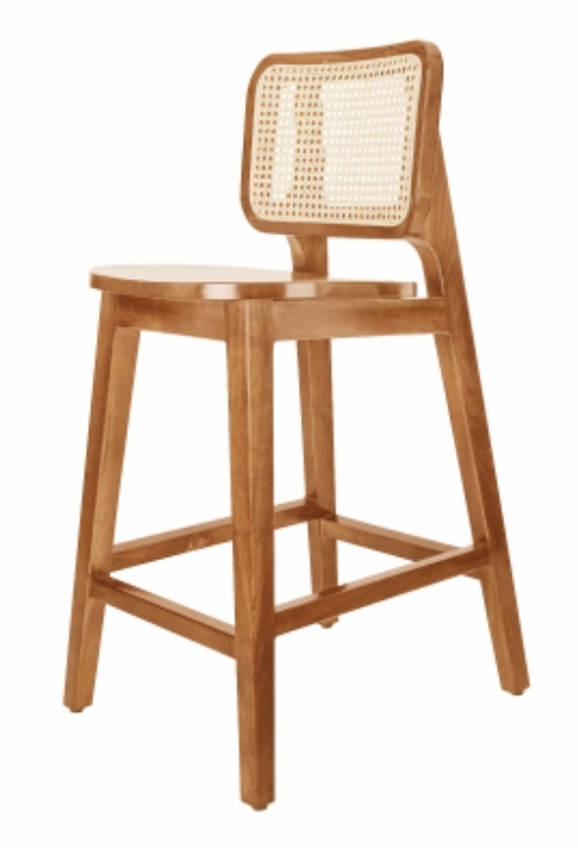 Maury Wood Counter Stool w/ Rattan