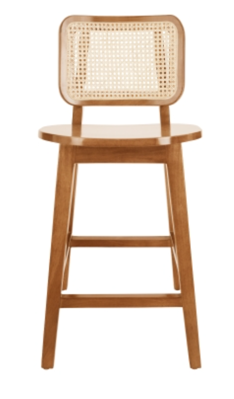 Maury Wood Counter Stool w/ Rattan