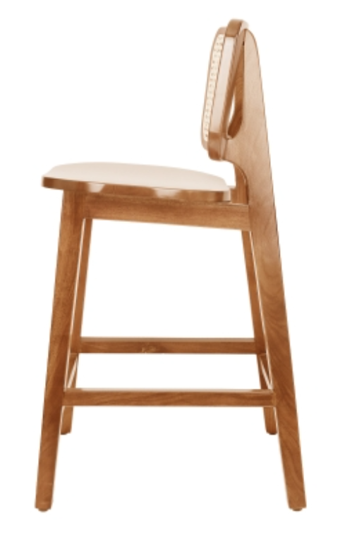 Maury Wood Counter Stool w/ Rattan