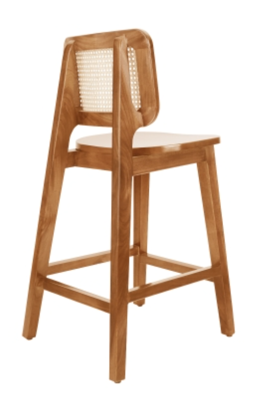 Maury Wood Counter Stool w/ Rattan