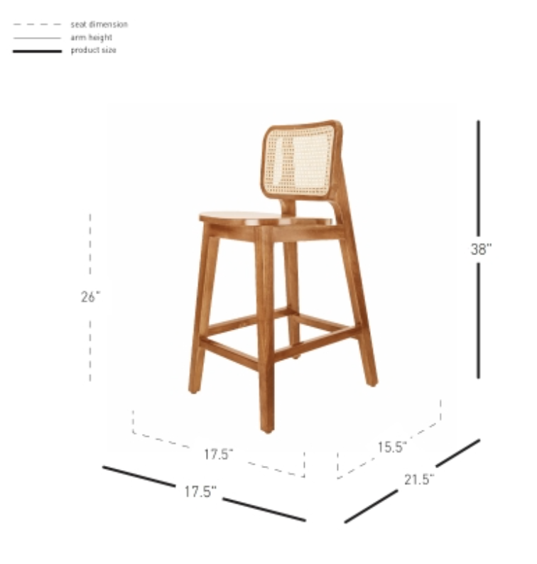 Maury Wood Counter Stool w/ Rattan