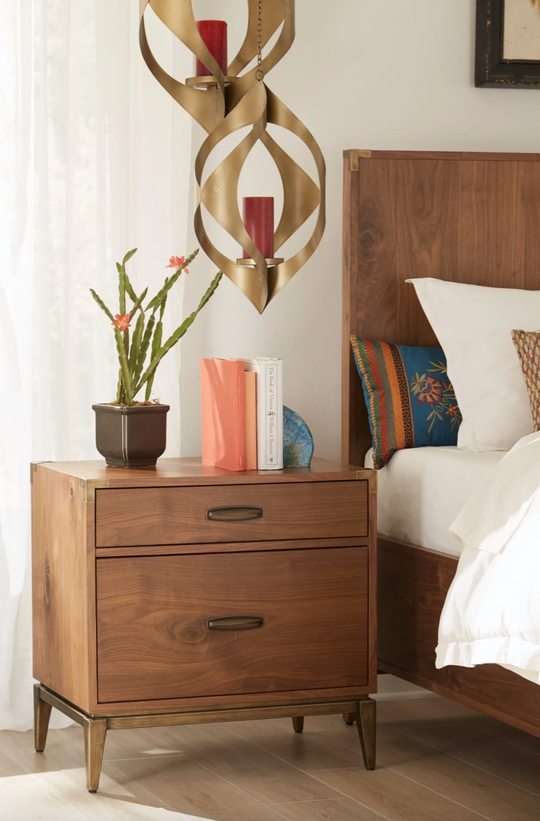 Adler Two Drawer Nightstand in Natural Walnut
