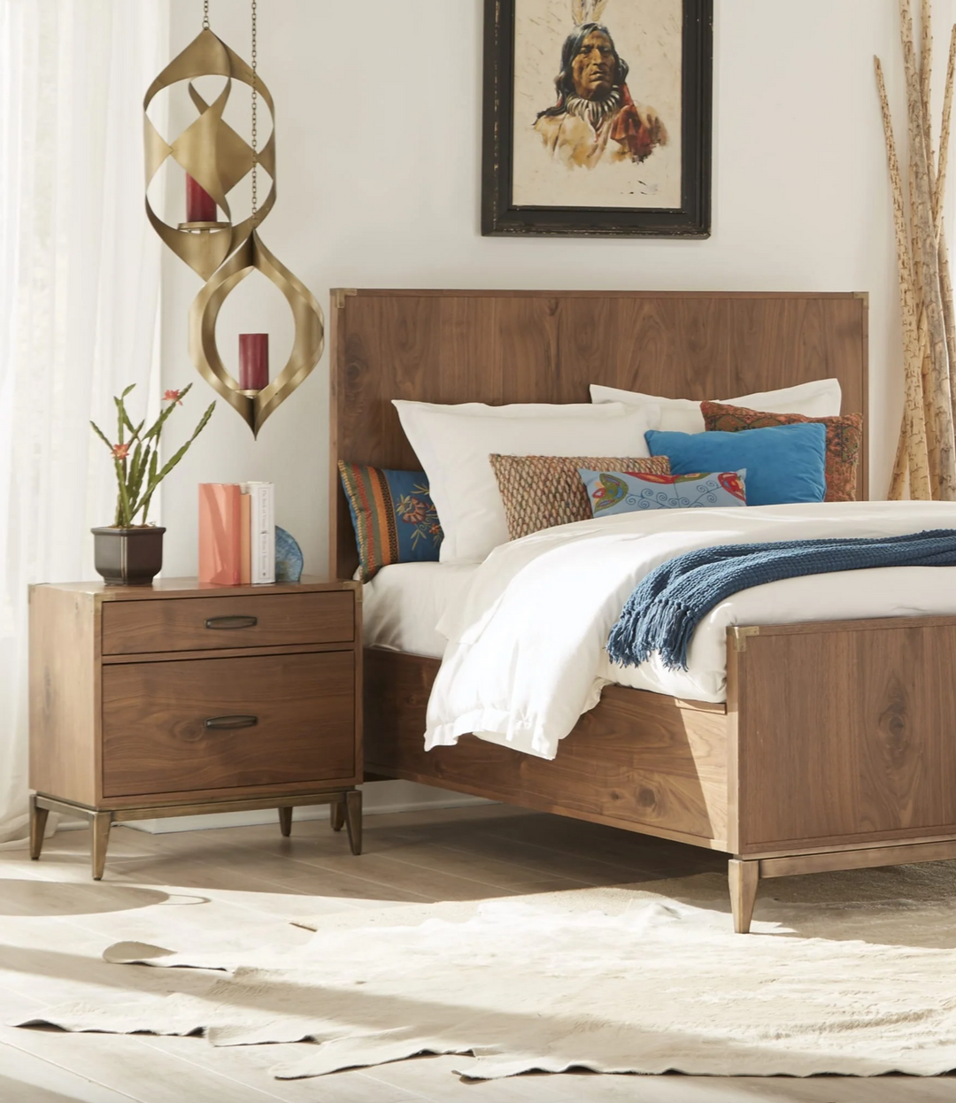Adler Two Drawer Nightstand in Natural Walnut