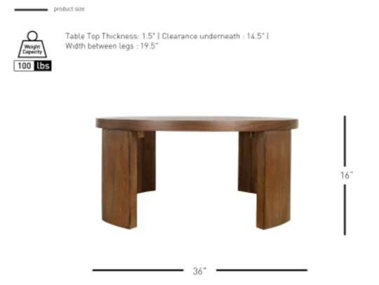 Londyn KD Round Coffee Table, Rustic Walnut