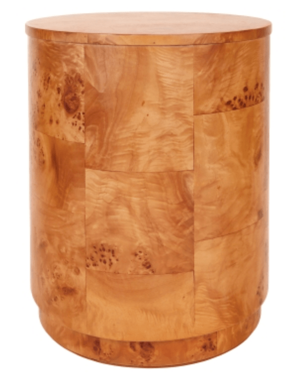 Arsenio Burl Wood Round Side/End Table - Whats New Furniture - Portland, Oregon