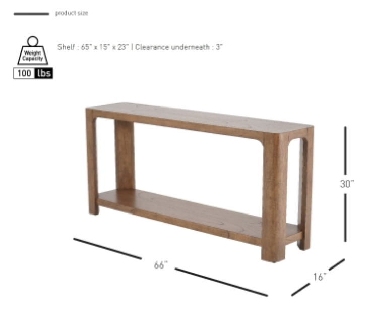 Trevin KD 66" Console Table w/ Shelf