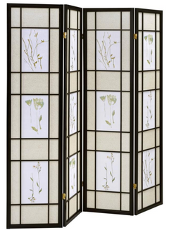 Catabella 4-Panel Room Divider Folding Shoji Screen Floral
