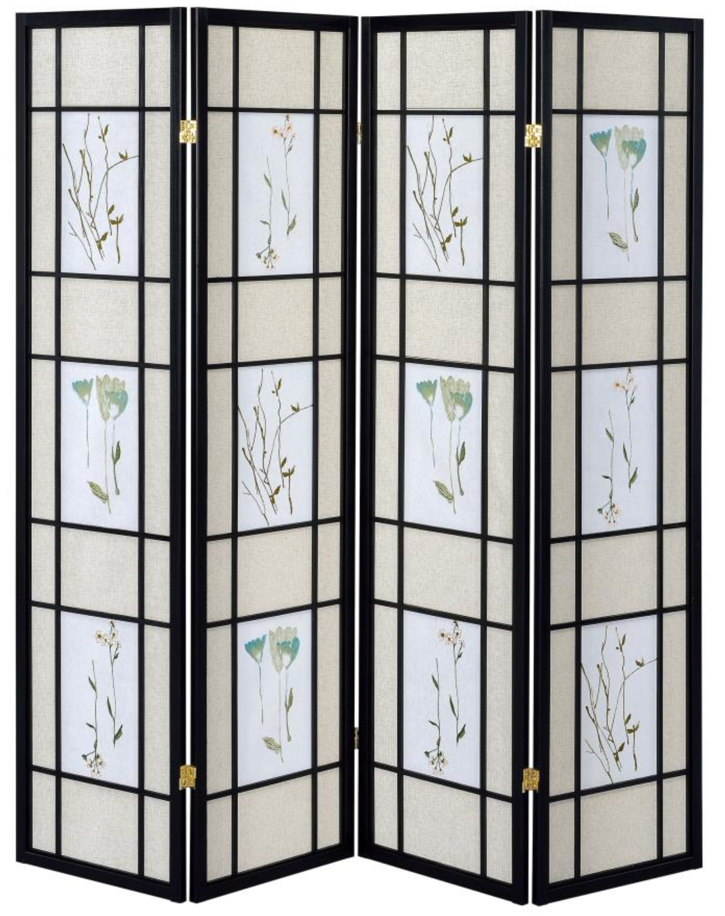 Catabella 4-Panel Room Divider Folding Shoji Screen Floral