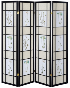 Catabella 4-Panel Room Divider Folding Shoji Screen Floral