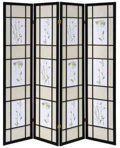 Catabella 4-Panel Room Divider Folding Shoji Screen Floral
