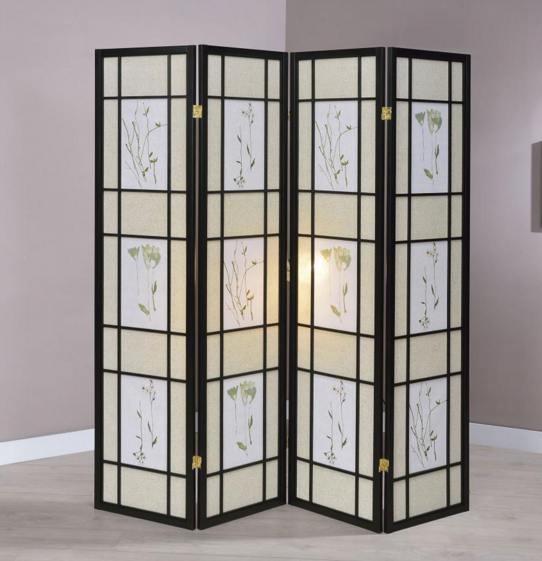 Catabella 4-Panel Room Divider Folding Shoji Screen Floral