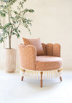 Upholstered Circle Chair with Tassels