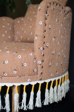 Upholstered Circle Chair with Tassels
