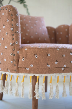Upholstered Circle Chair with Tassels