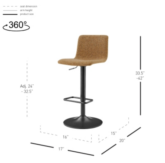 Bruce KD Gaslift Bar Swivel Stool