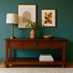 Traditional Media Console with fold down drawers - Whats New Furniture - Portland, Oregon