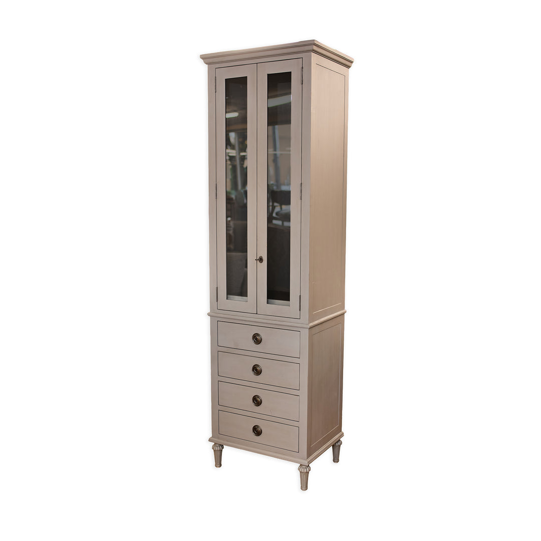 Traditional Glass Cabinet with Drawers