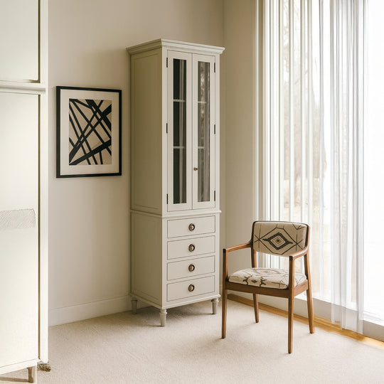 Traditional Glass Cabinet with Drawers