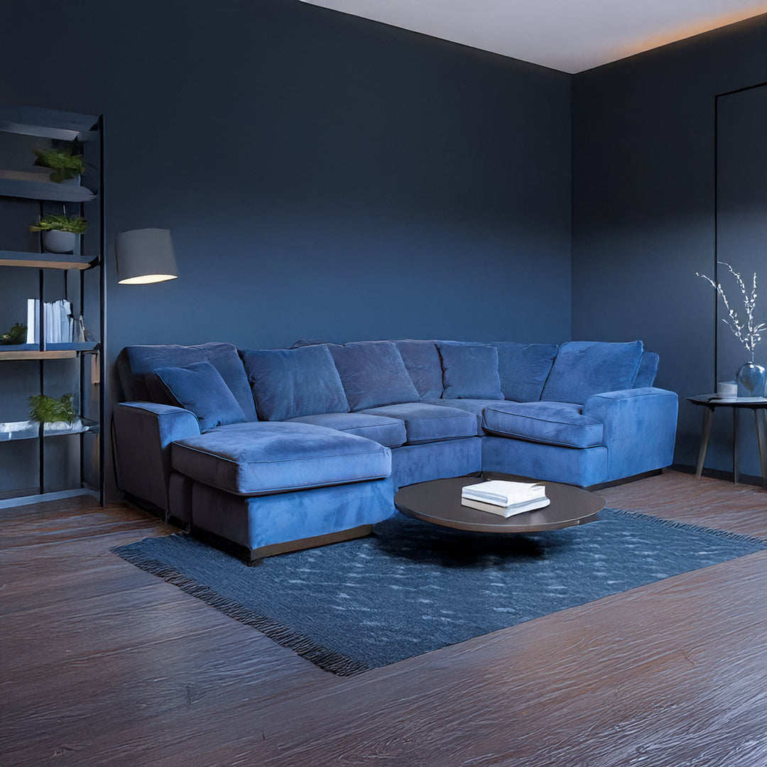 Velvet Sectional with Chaise