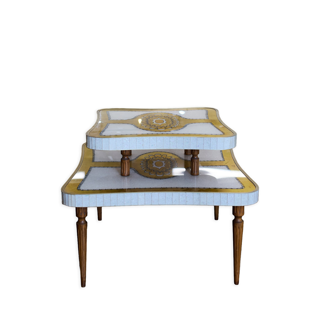 センターテーブル・ローテーブル Vintage Hollywood Regency coffee table Vintage Hollywood Regency Coffee Table with 2 End | WNF