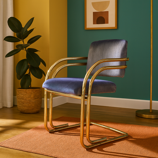 Vintage Ink Blue and Chrome chair