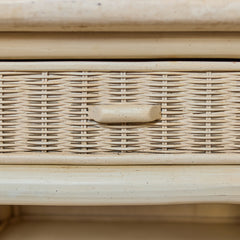 Vintage Rattan and Marble Nightstand - Whats New Furniture - Portland, Oregon