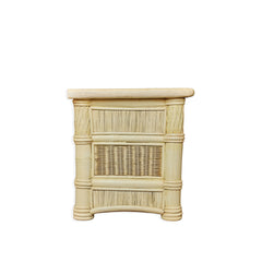 Vintage Rattan and Marble Nightstand - Whats New Furniture - Portland, Oregon