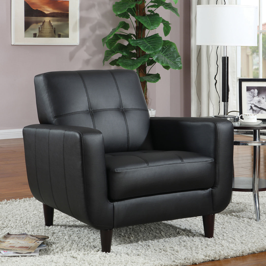 Aaron Upholstered Track Arm Tufted Accent Chair Black - What&