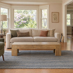 Abaso Rectangular Coffee Table in Rustic Wormwood Oak styled in a Portland home - Whats New Furniture