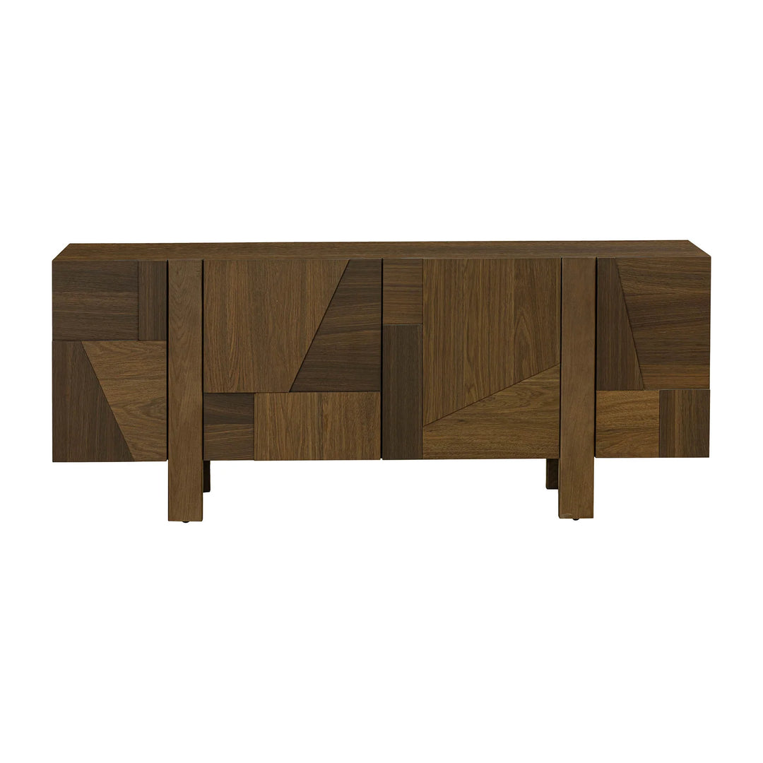 Abstract 4 Door Sideboard in Smokey Chestnut - oak sideboard by LH Imports - Whats New Furniture Portland OR