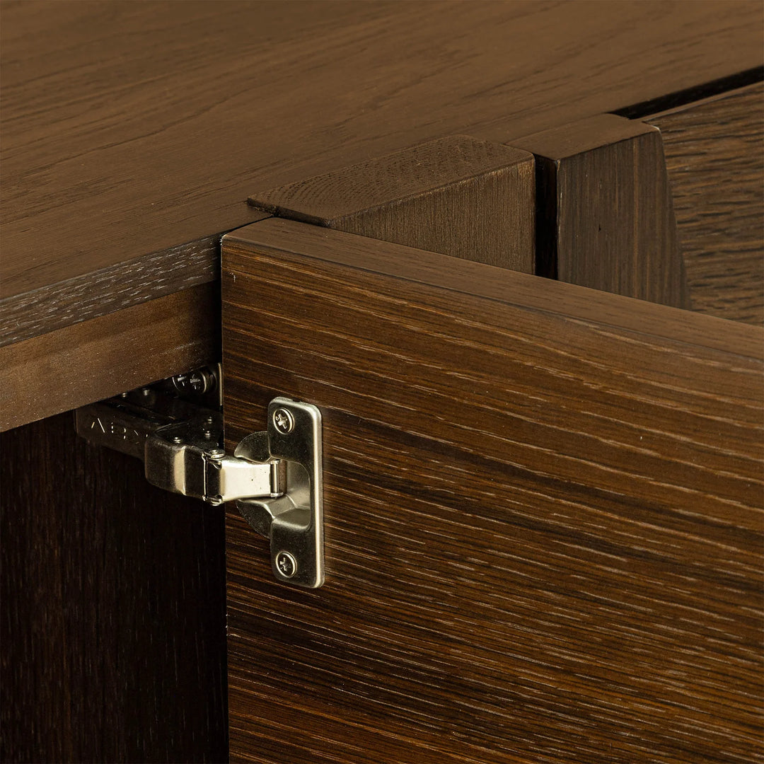 Abstract 4 Door Sideboard in Smokey Chestnut hinge detail - oak sideboard by LH Imports - Whats New Furniture Portland OR