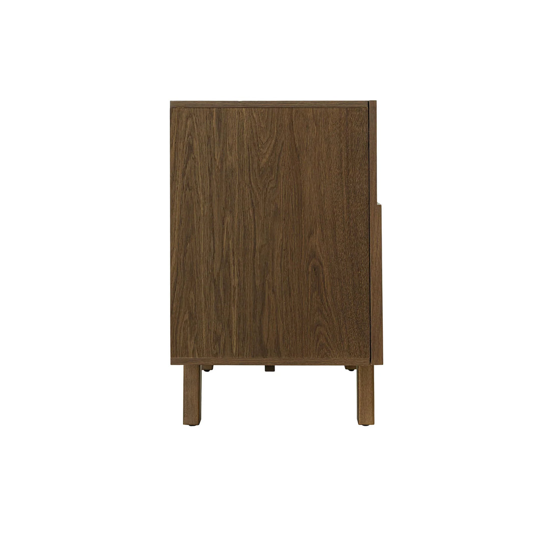 Abstract 4 Door Sideboard in Smokey Chestnut side view - oak sideboard by LH Imports - Whats New Furniture Portland OR