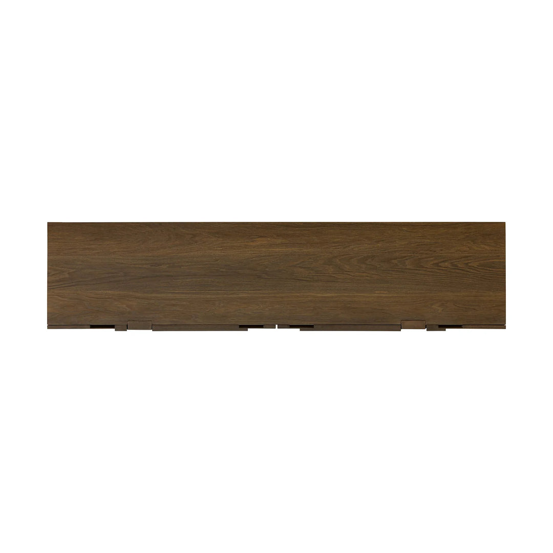 Abstract 4 Door Sideboard in Smokey Chestnut top-down view - oak sideboard by LH Imports - Whats New Furniture Portland OR