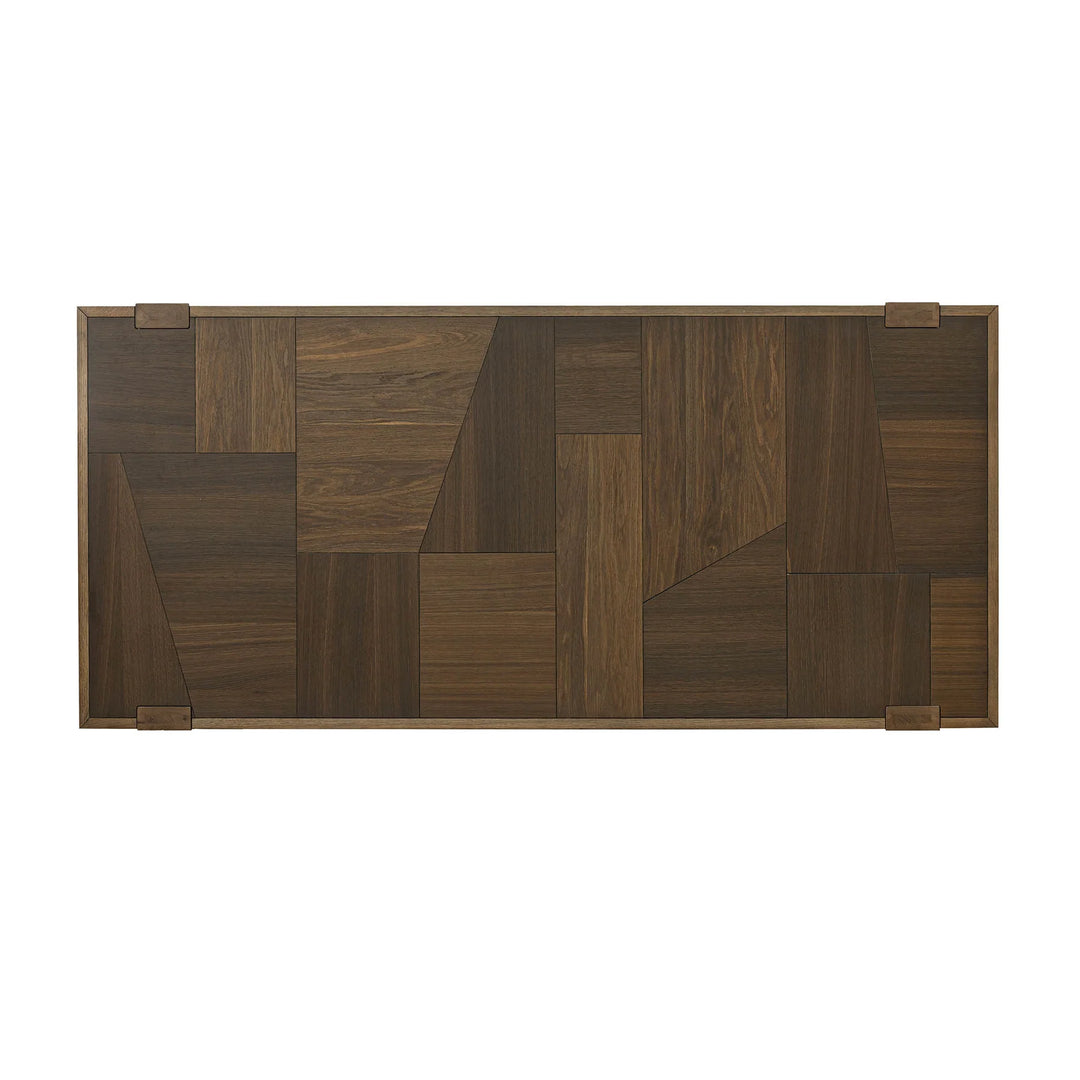Abstract Dining Table in Smokey Chestnut top-down view - checkerboard oak dining table by LH Imports - Whats New Furniture Portland OR