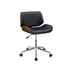 Addington Upholstered Adjustable Office Chair in black &amp; walnut - retro adjustable office chair by Coaster - Whats New Furniture Portland OR
