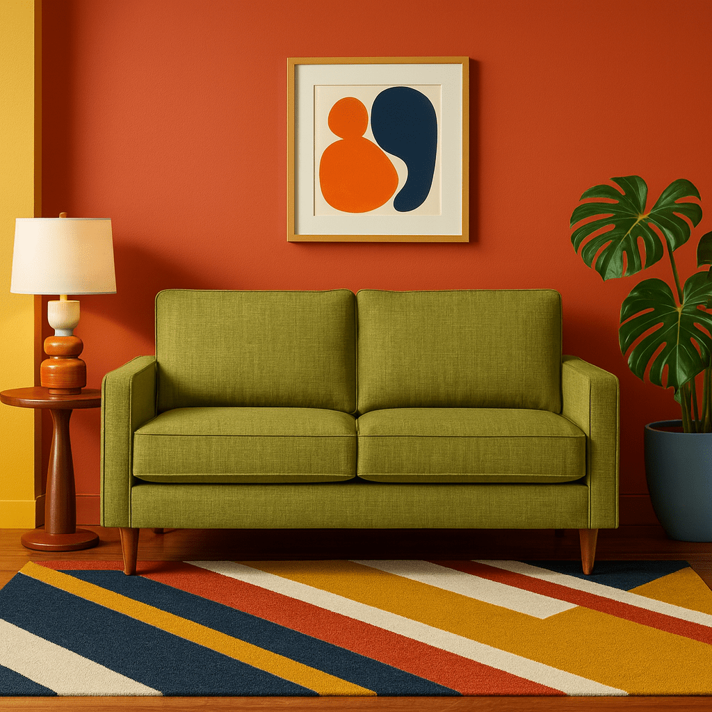 Adel Apartment Sofa in Aston Cedar-Green lifestyle setting - apartment sofa by Stylus - Whats New Furniture Portland OR