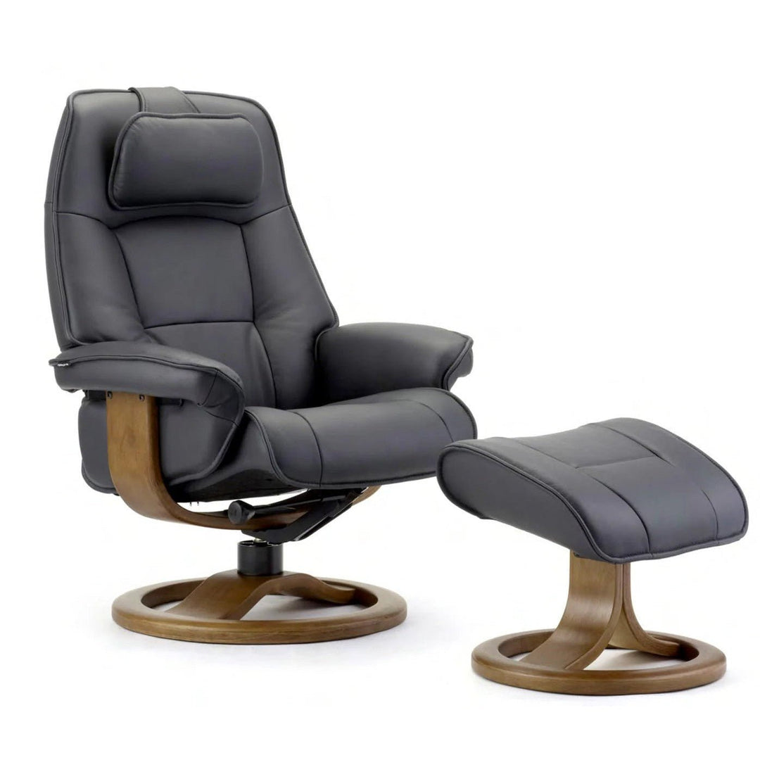 Admiral Recliner & Foot Stool in leather - Norwegian leather recliner by Fjords - Whats New Furniture Portland OR
