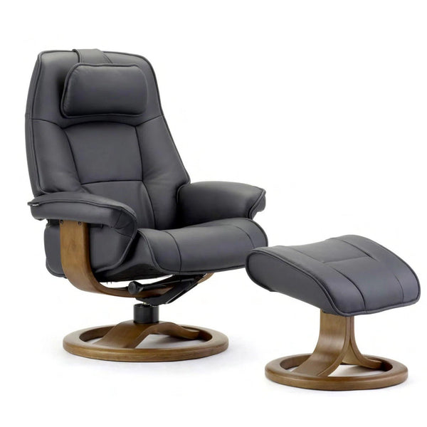 Admiral Recliner & Foot Stool in leather - Norwegian leather recliner by Fjords - Whats New Furniture Portland OR — Portland furniture store