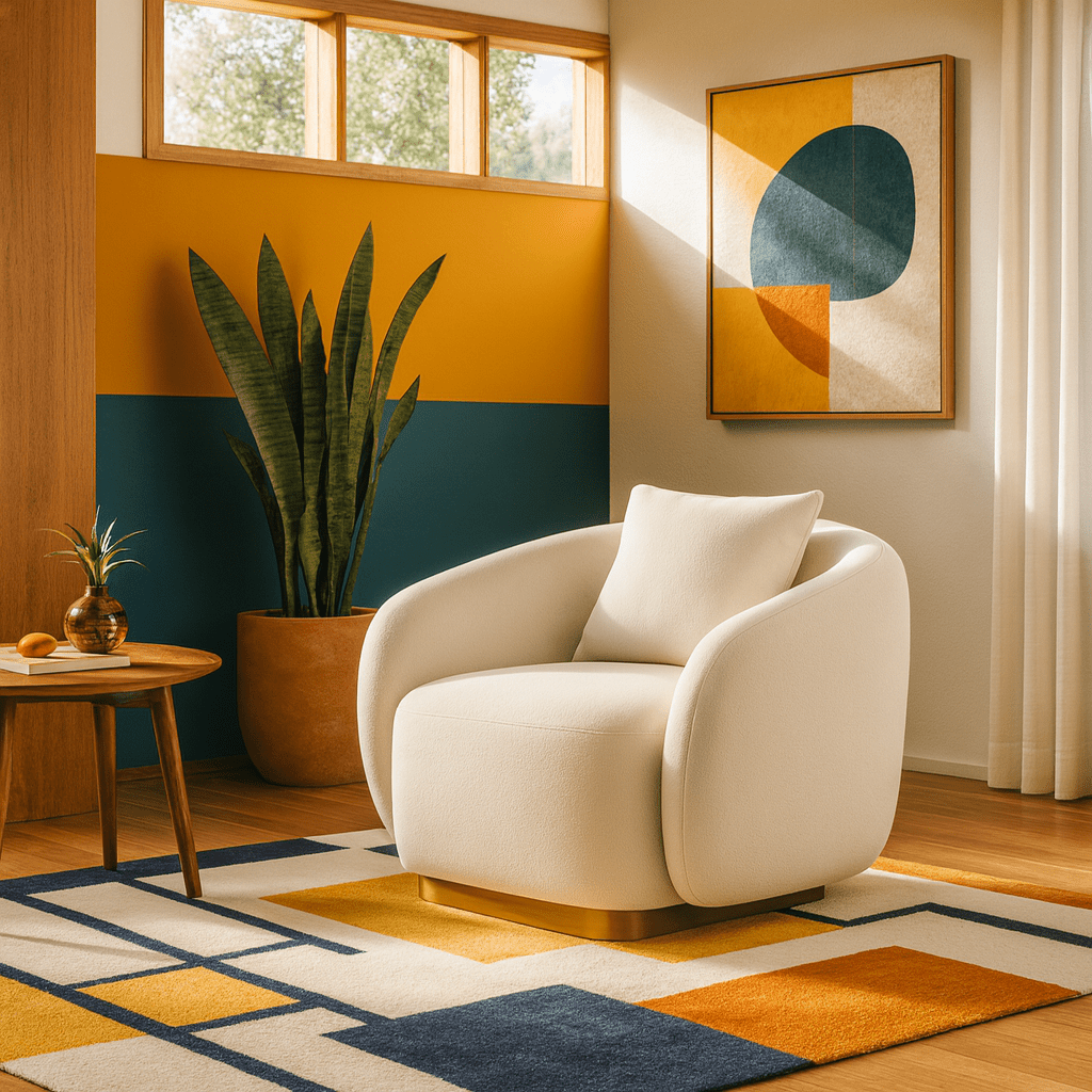 Aelith Chair in Cream lifestyle setting - cream accent chair - Whats New Furniture Portland OR
