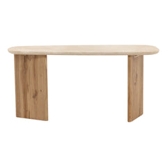 Aelwyn Console Table - Natural Oak &amp; Cream Marble back view - Console Tables by Dovetail - Whats New Furniture Portland OR