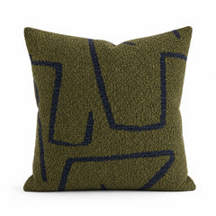Agassiz Daily Greens olive boucle throw pillow front view by Decor Fifty-Five - Whats New Furniture Portland OR