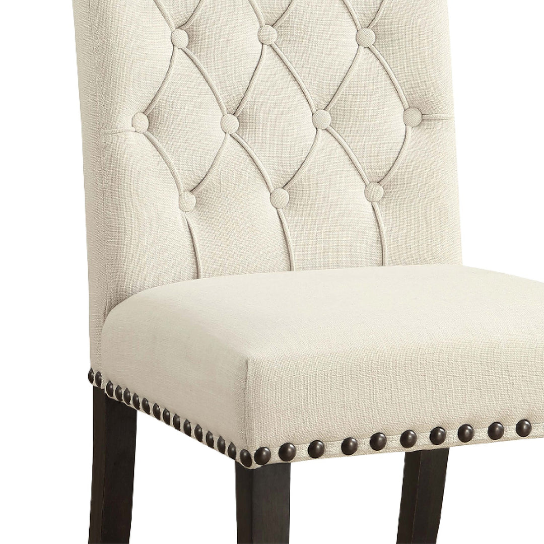 Alana Dining Chair in Cream detail view - tufted dining chair by Coaster - Whats New Furniture Portland OR
