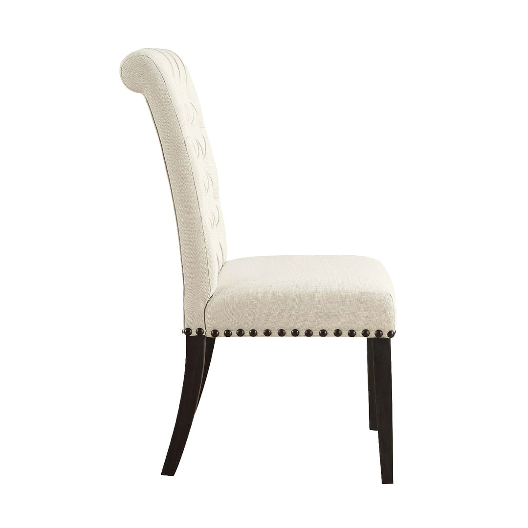 Alana Dining Chair in Cream side view - tufted dining chair by Coaster - Whats New Furniture Portland OR